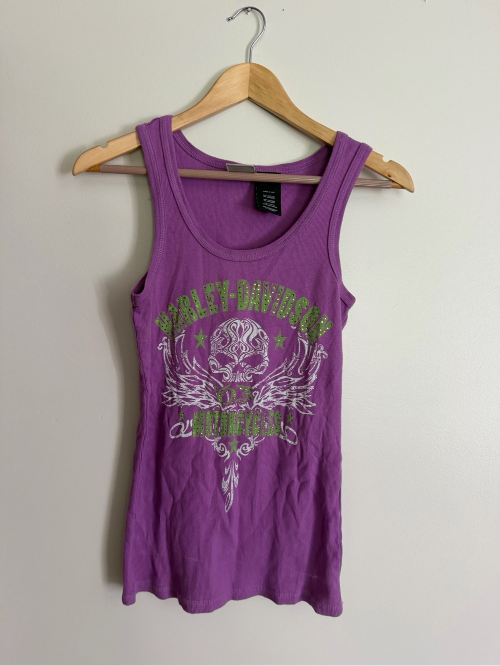 Vintage 2003 Harley Davidson purple tank top rhinestones bikerchic size large